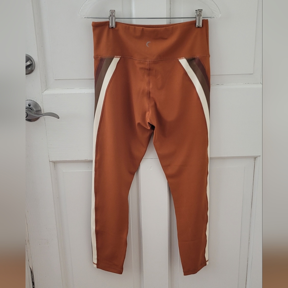 Zyia Joplin Rust Leggings with Brown Cream Stripes 8-10